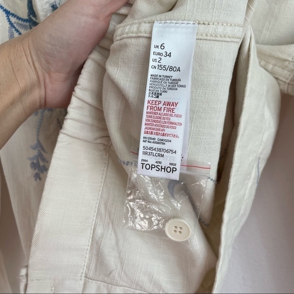 TOPSHOP 100% COTTON FLORAL EMBROIDERED SHIRT JACKET - Picture 11 of 12